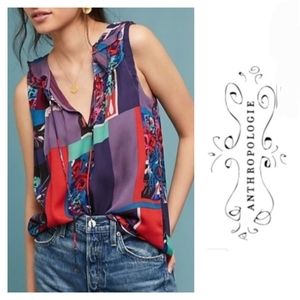 Anthropologie Anderson Flutter Sleeve Floral Popover Blouse Medium